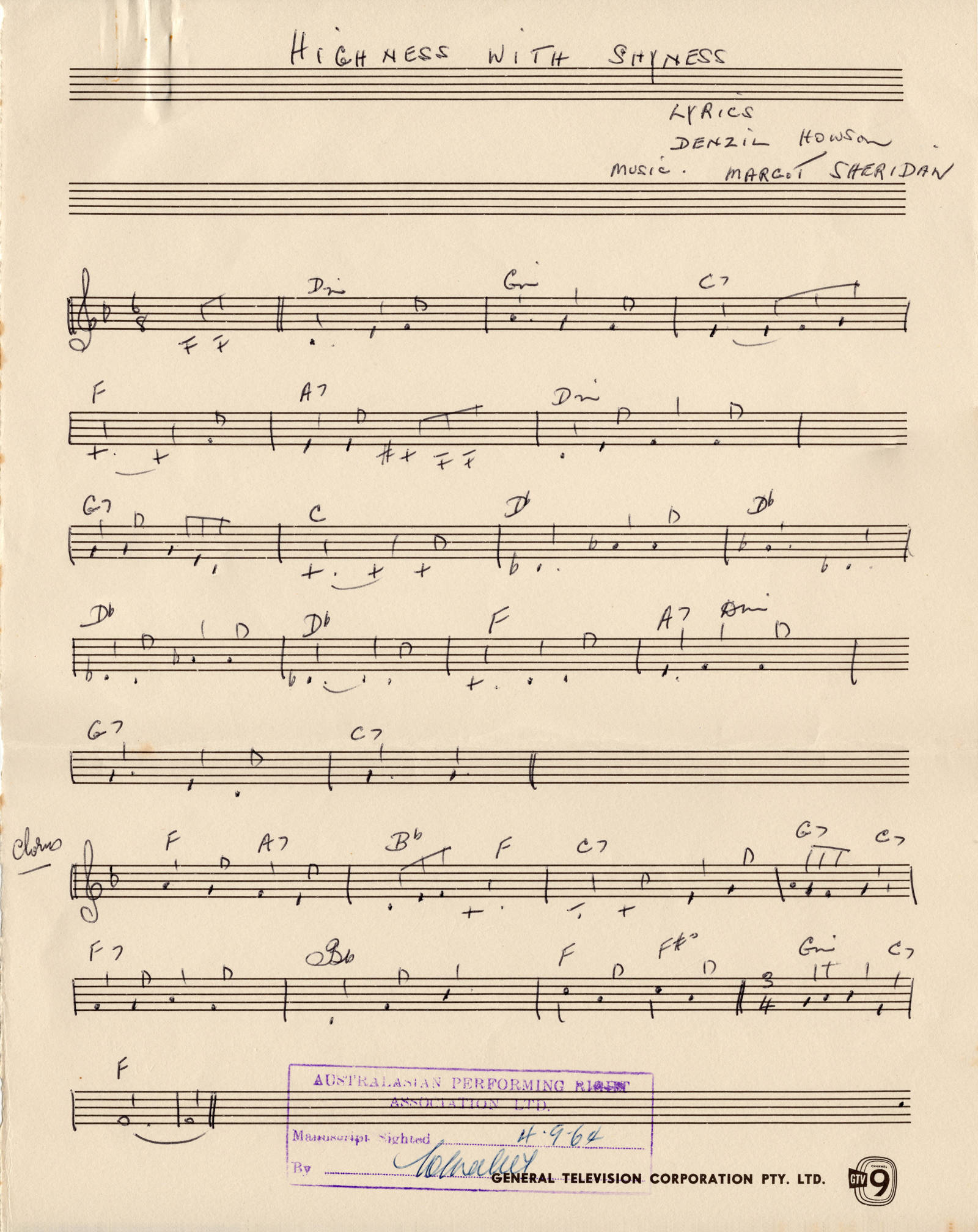 music score of “Highness With Shyness” song