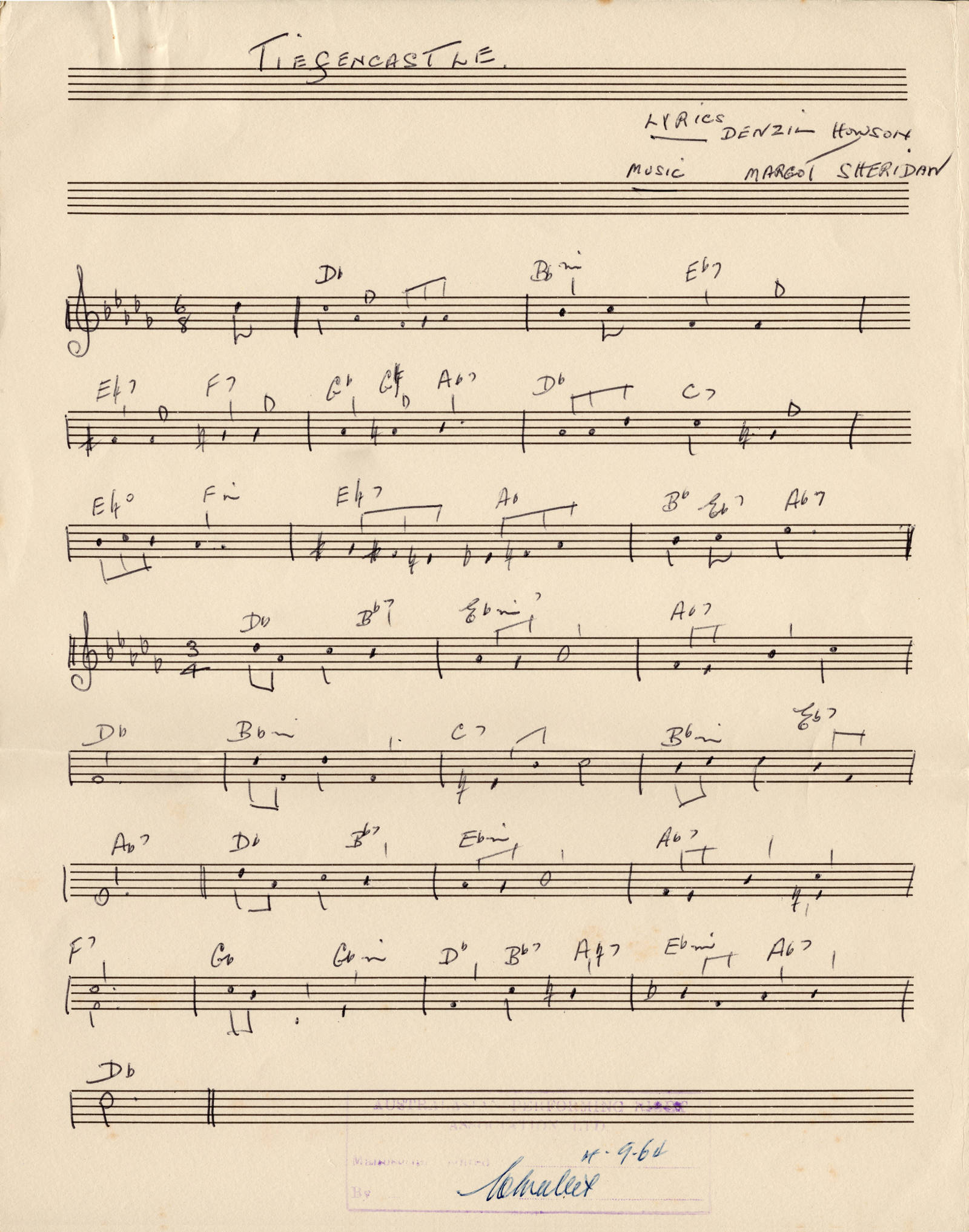music score of “Tiefencastel (in the Snow)” song